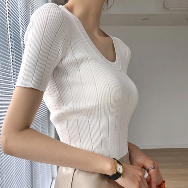 Phone Accessories On Top - Kadın Yazlık U Yaka Buz İpek